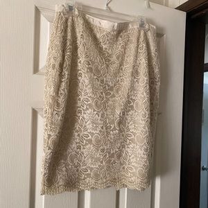 Champagne beige lace pencil skirt